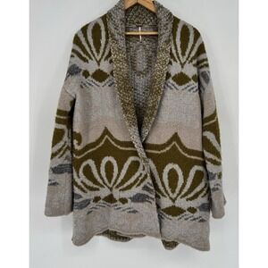 Free People Size Small Winter's Day Patterned‎ Cardigan Sweater Forest Combo
